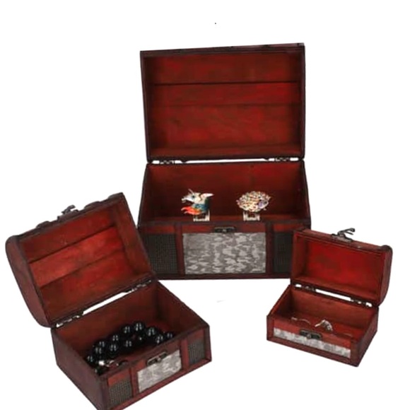 Set of 3 wood snd metal stacking storage/jewelry boxes - Picture 7 of 14